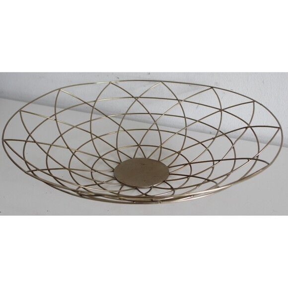 Large 18" Round brass wire Lotus basket Home Décor Staging - Picture 3 of 11